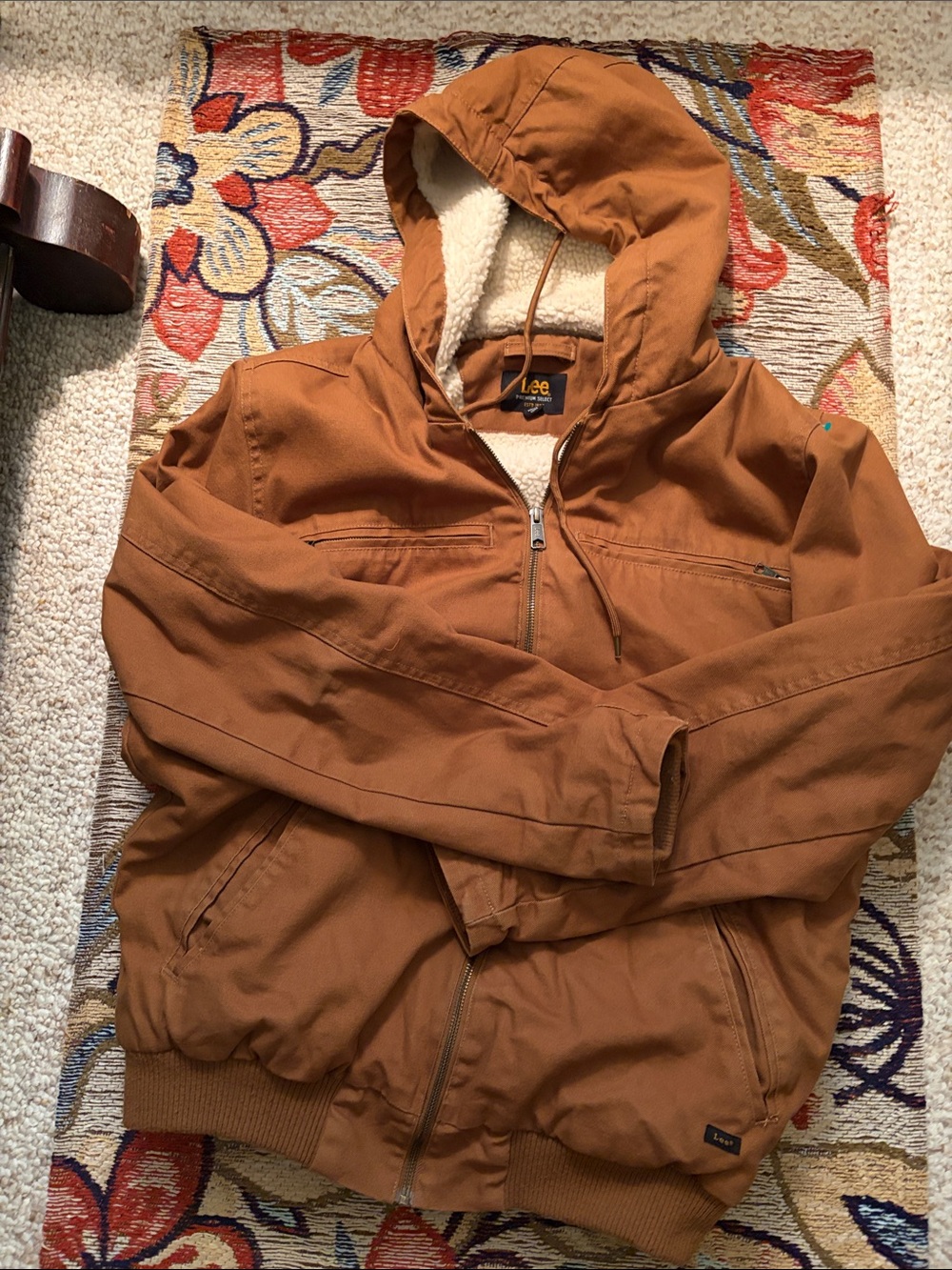 Lee Men’s Hooded Sherpa Jacket in Brown